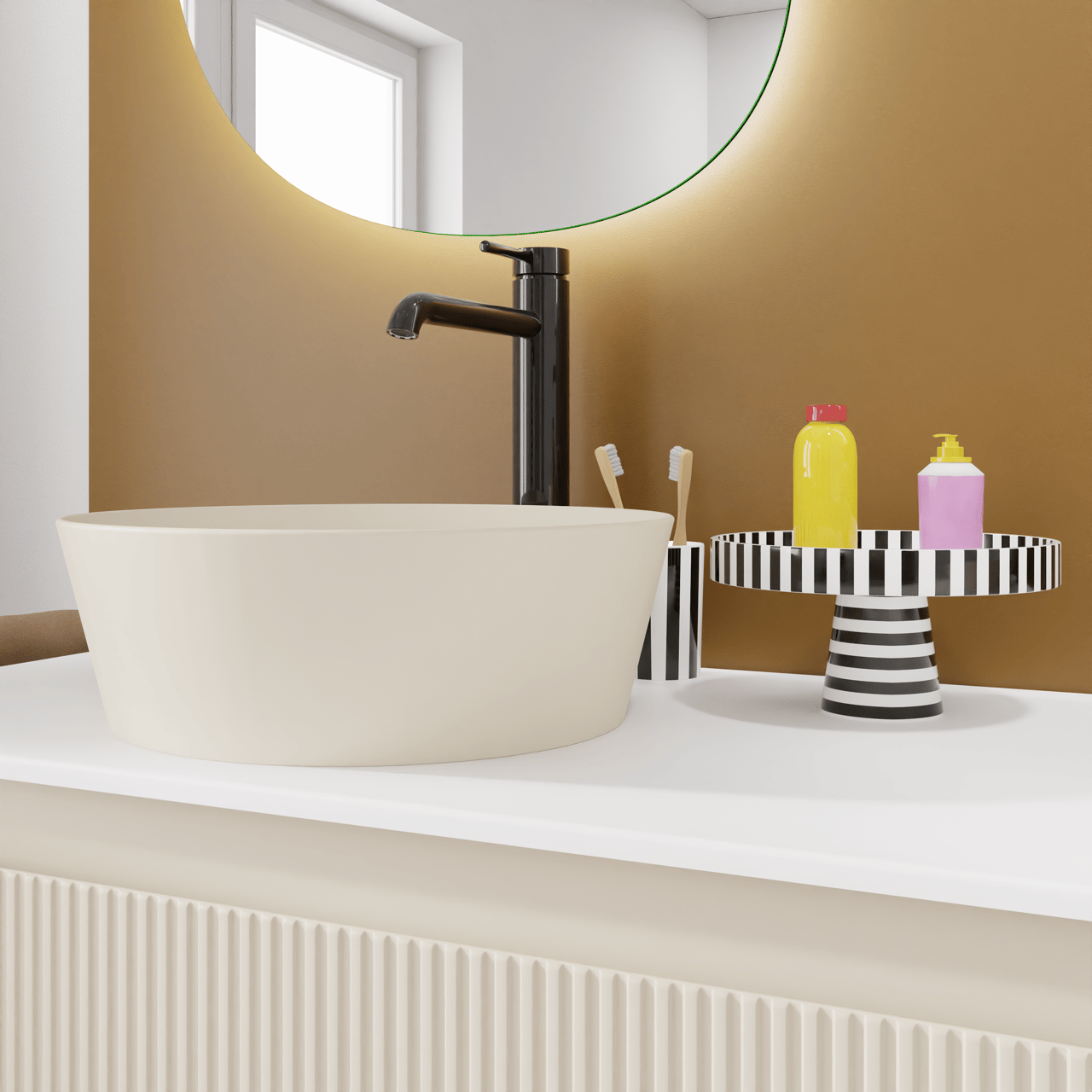 Storke Cona waskom mat sand top solid rond Ø 36 cm