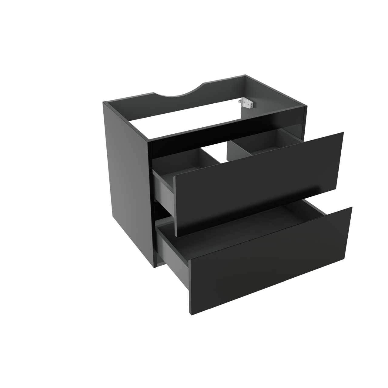 Linie Lado hängender Waschbeckenunterschrank: 70 x 46 cm, Schwarz Matt, 2 Schubladen