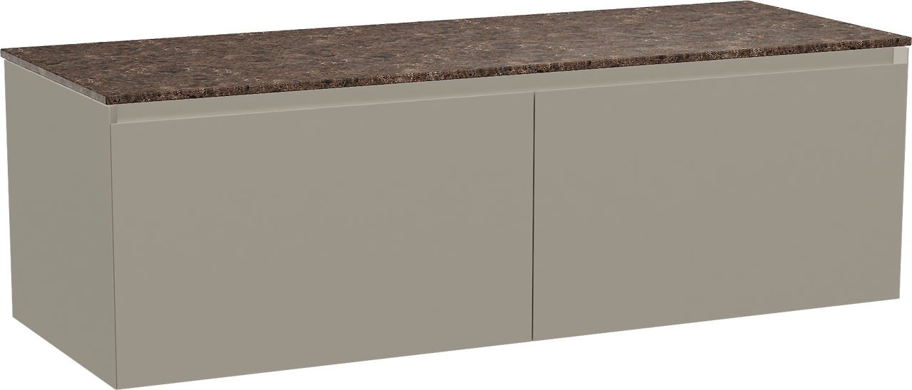 Balmani Idra zwevend badmeubel 150 x 55 cm steengrijs met Stretto enkel of dubbel wastafelblad in marmer dark emperador