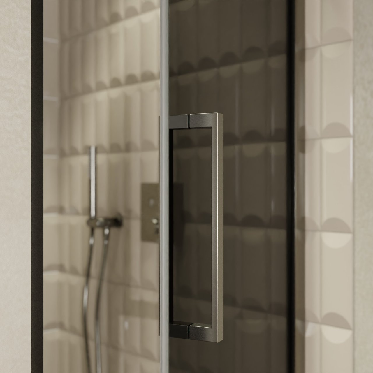 Balmani Senses Design douche draaideur rechts 90 cm x 210 cm Rookglas, Brushed GunMetal profielen