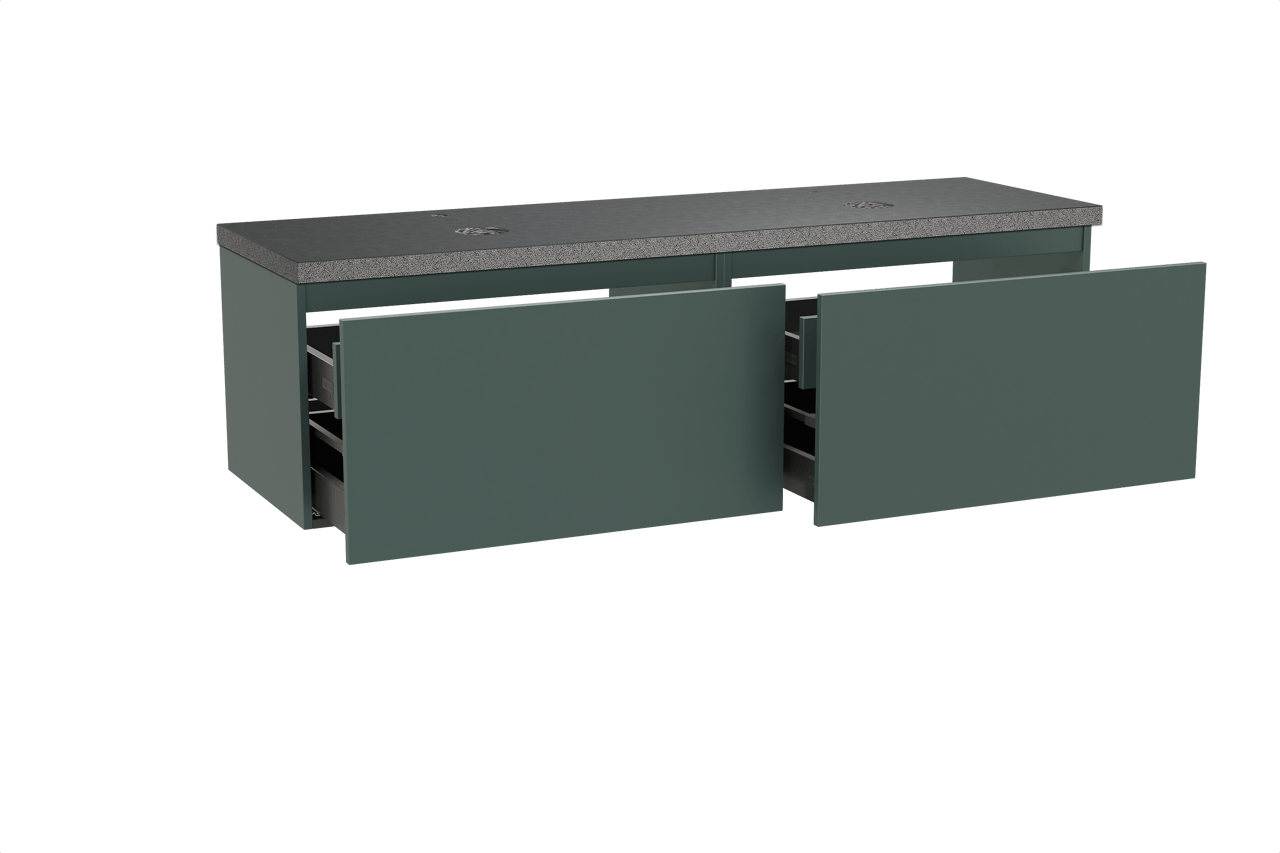 Balmani Sfera zwevend badmeubel 180 x 55 cm forest met Rock dubbel wastafelblad in zwart graniet