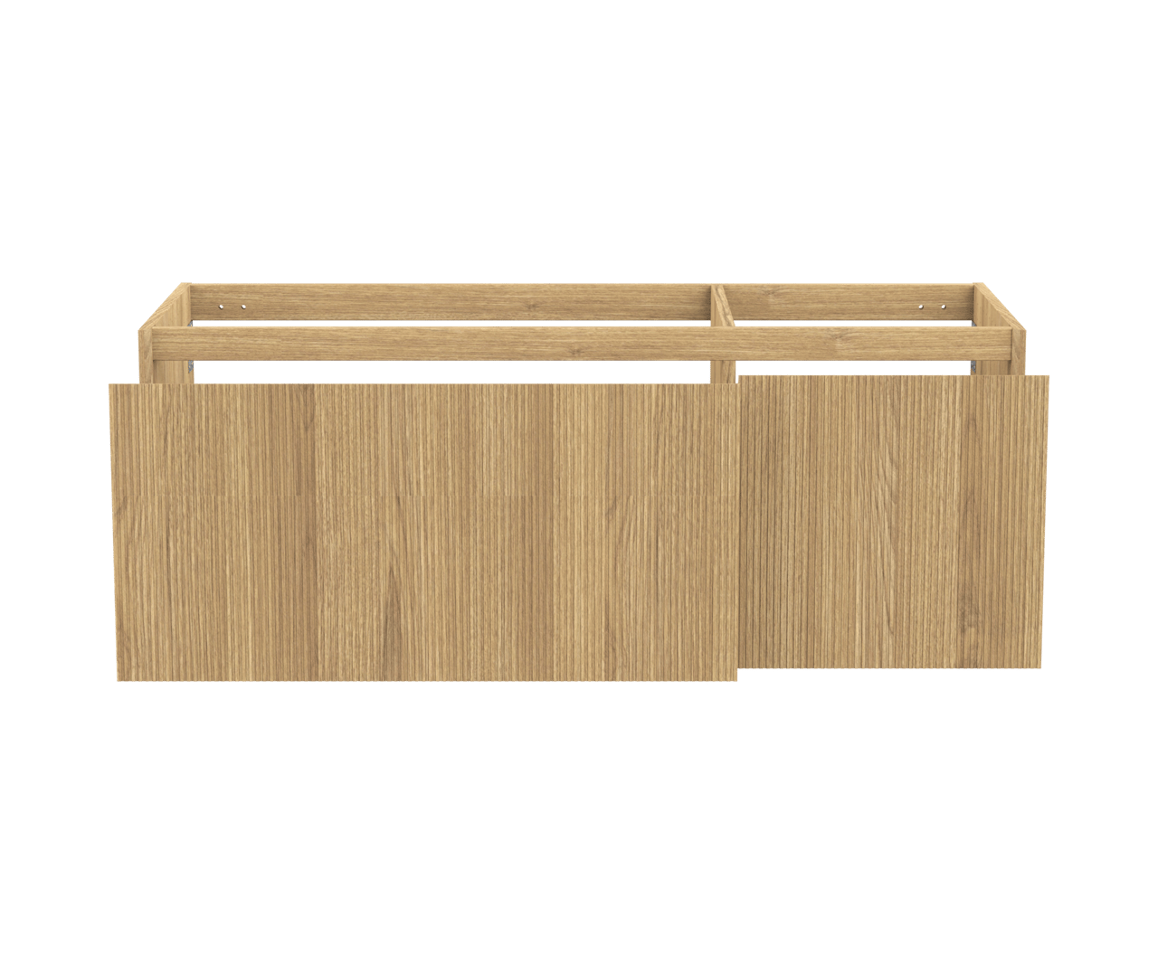 Balmani Fila meuble sous-lavabo suspendu 135 x 55 cm asymétrique gauche placage chêne naturel 4 tiroirs