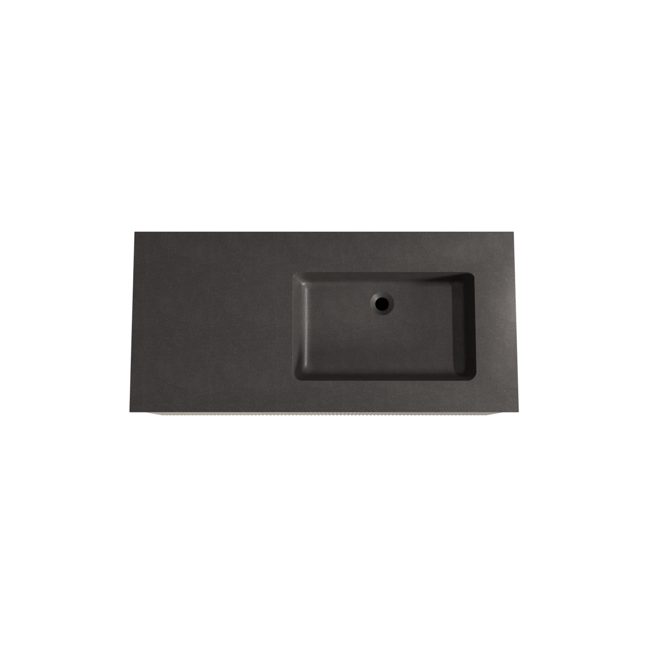 Storke Ribs hängendes Möbelstück Set: 110 x 52 cm, Rohe Eiche, mit Scuro Waschtisch rechts, Quarz, Schwarz matt, Vertikale symmetrische gerade Rippe