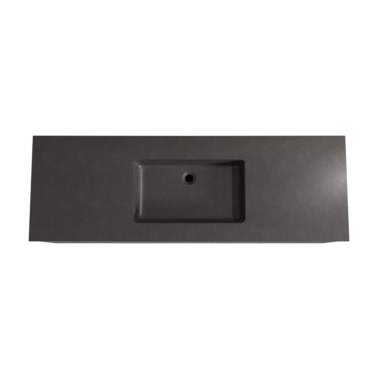 Storke Ribs meuble salle de bains suspendu 155 x 52 cm chêne noir avec Scuro plan simple en quartz noir mat, Nervure droite asymétrique verticale