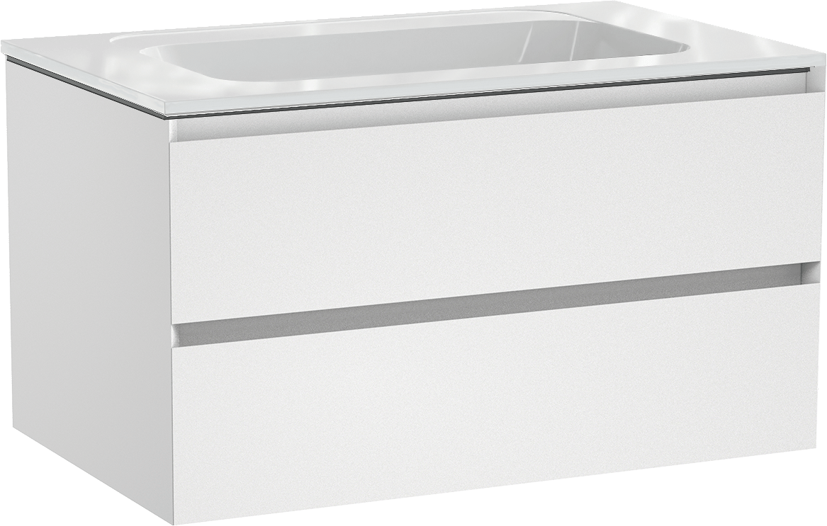 Balmani Mitra meuble salle de bains suspendu 90 x 55 cm blanc mat avec Tablo Strada plan simple en marbre composite blanc brillant