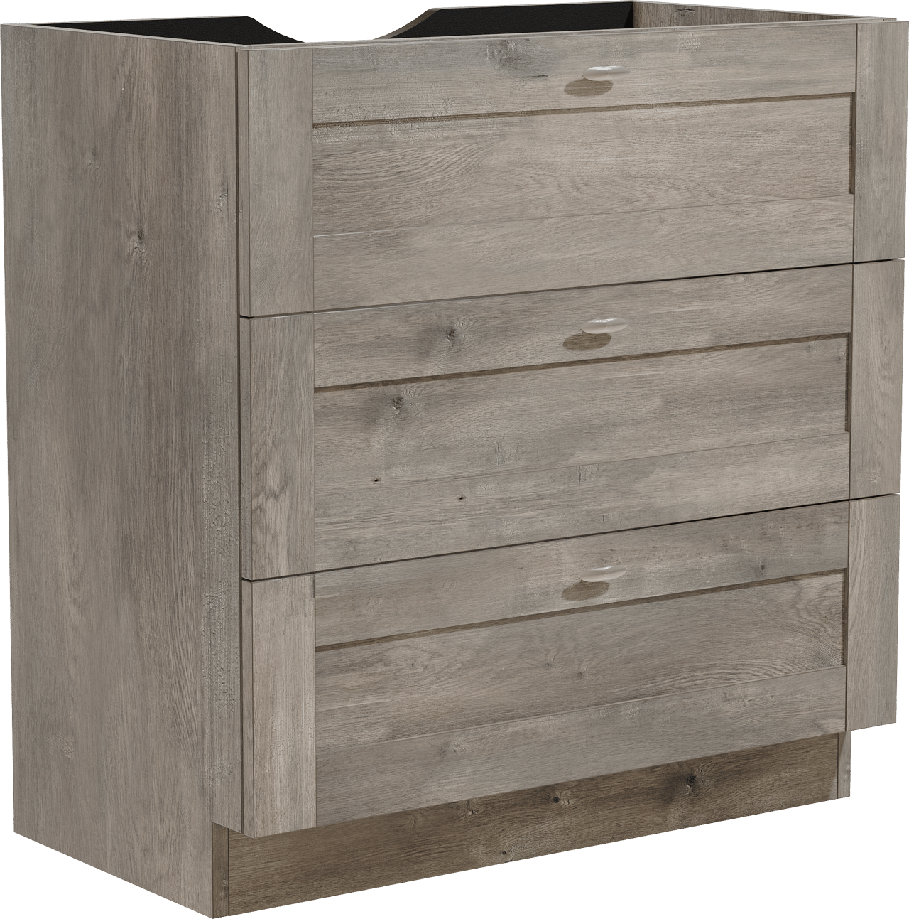 Linie Classo freistehendes Möbelstück Set: 80 x 46 cm, Graue Eiche, mit Lado Einzel Waschtischplatte, Melamin Schiefergrau