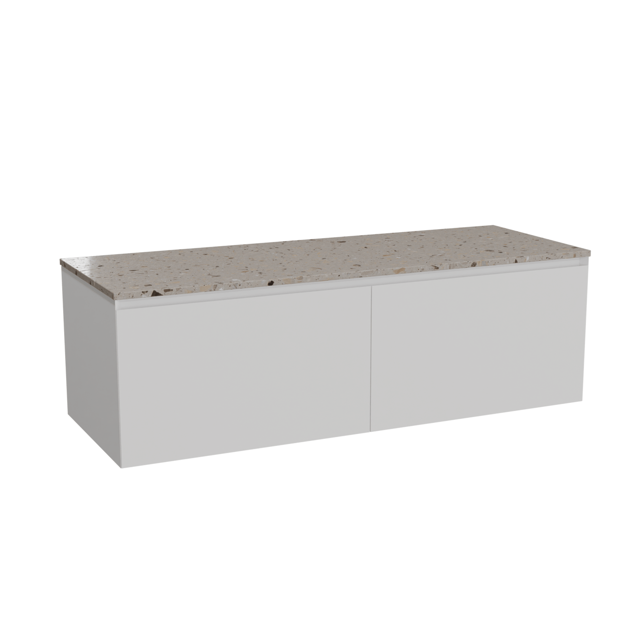 Balmani Idra meuble salle de bains suspendu 150 x 55 cm blanc mat avec Stretto tablette simple ou double en terrazzo greige terrazzo