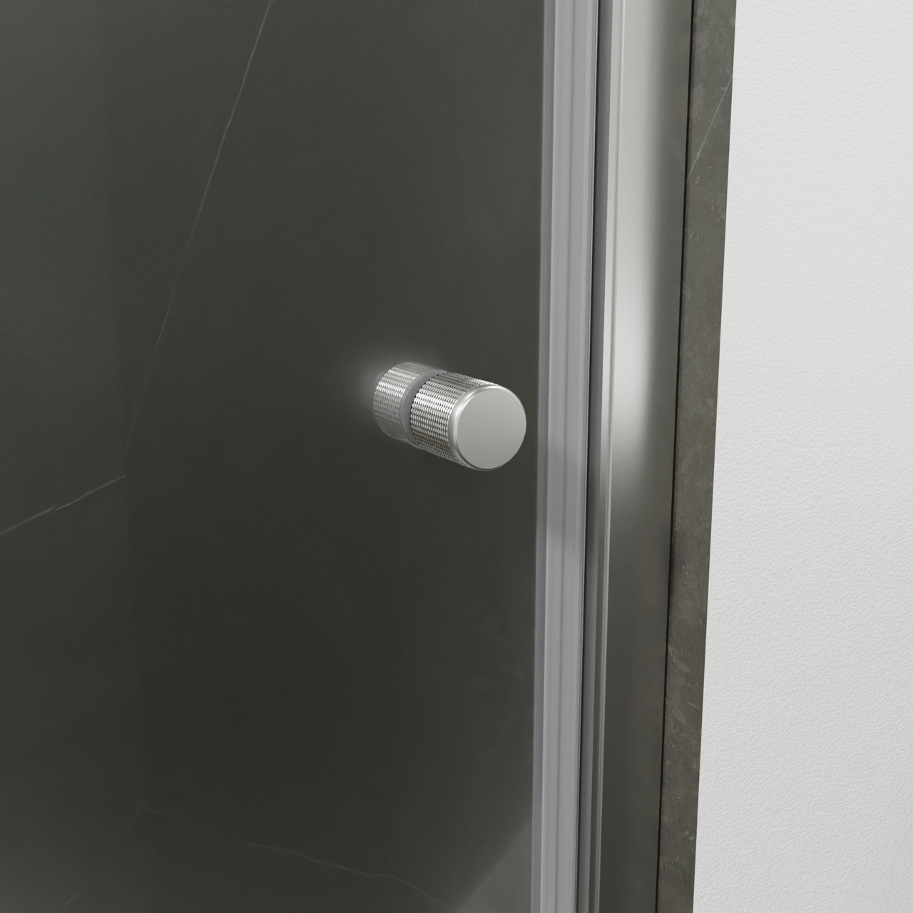 Luca Varess Kuresa porte pivotante 100 x 200 cm verre transparent profil chrome brillant