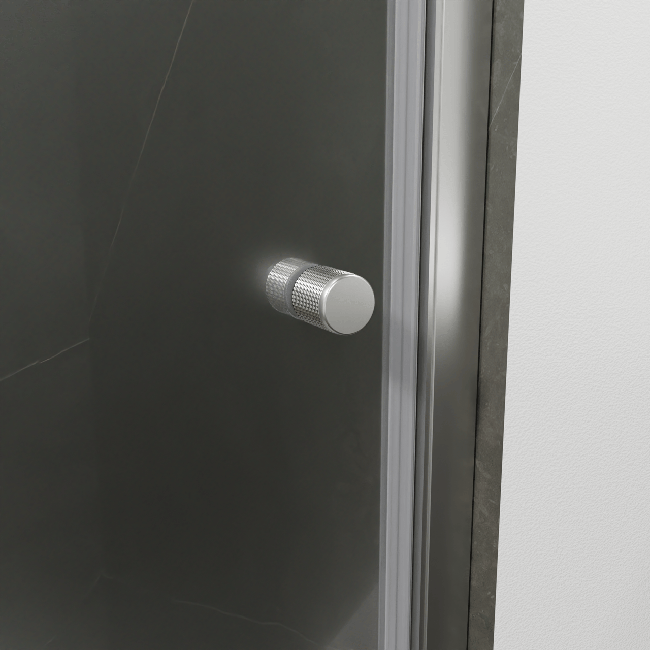 Luca Varess Kuresa porte pivotante 100 x 200 cm verre transparent profil chrome brillant