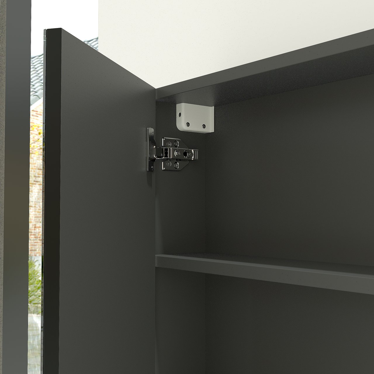 Linie Montro Spiegelschrank Bad: 100 x 75 cm, Schwarz Matt