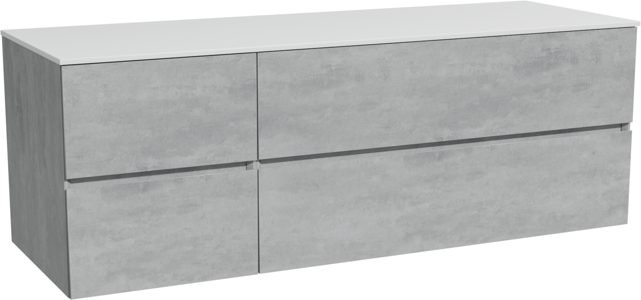 Storke Edge zwevend badmeubel 150 x 52 cm beton donkergrijs met Tavola enkel of dubbel wastafelblad in solid surface mat wit