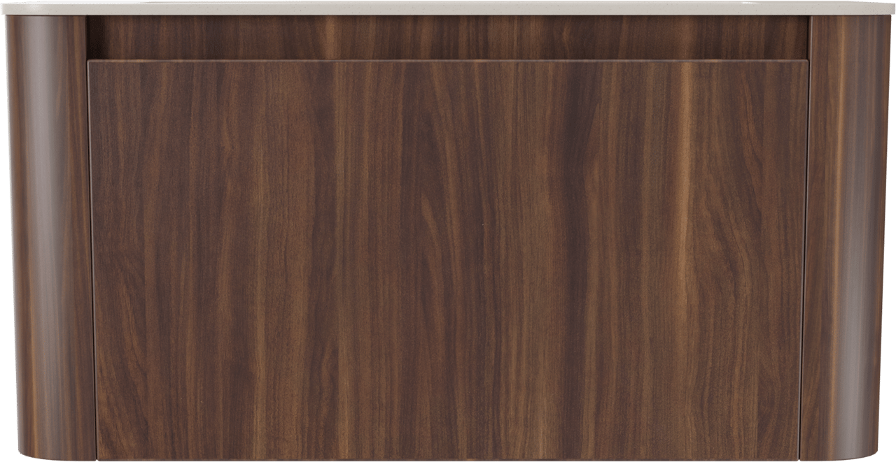 Storke Soft hängendes Möbelstück Set: 100 x 46 cm, Nussbaum, mit Mata Soft Einzelwaschtisch Solid Surface Beige Granit