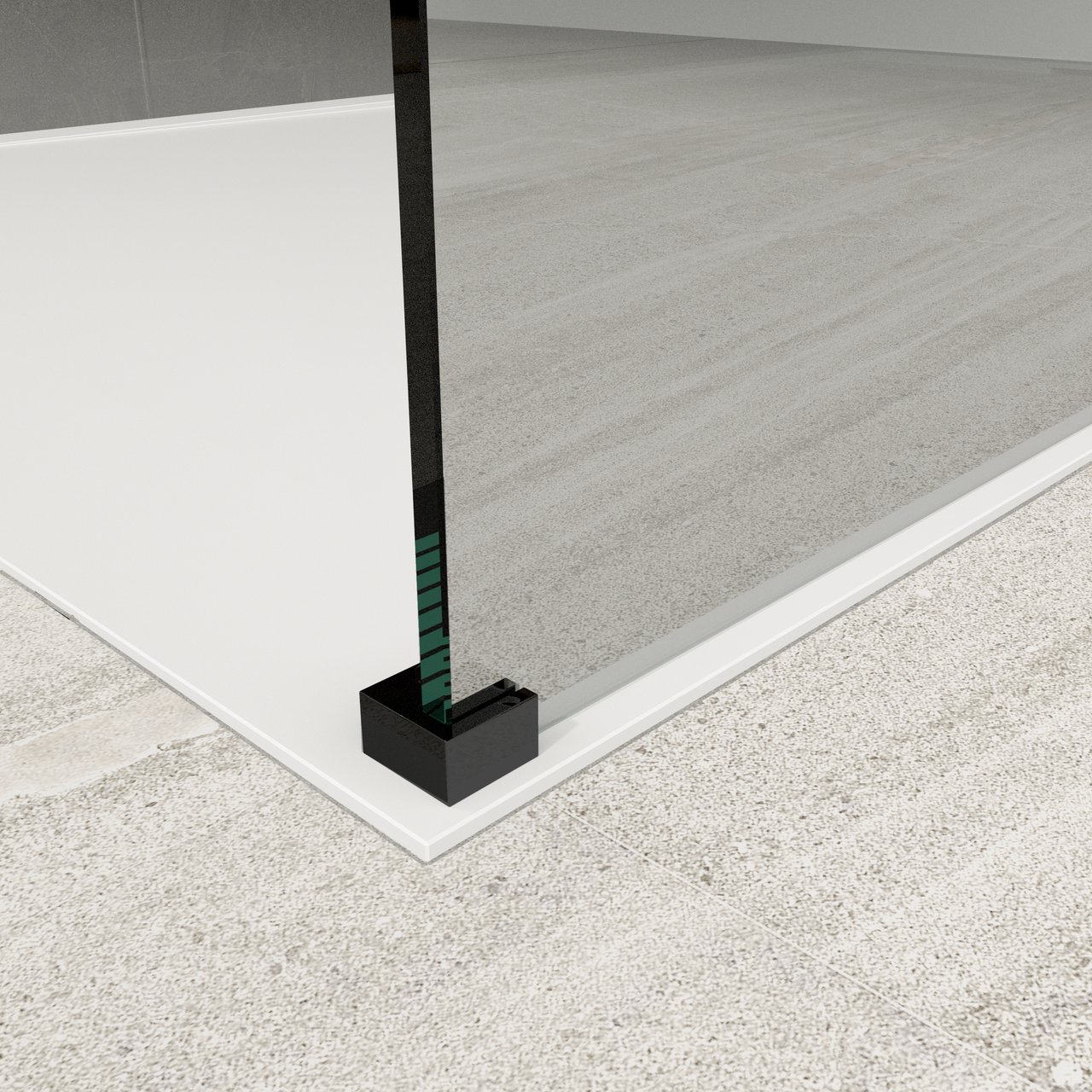 Balmani Modular douche à l'italienne 80 x 200 cm verre miroir reflex profil noir mat