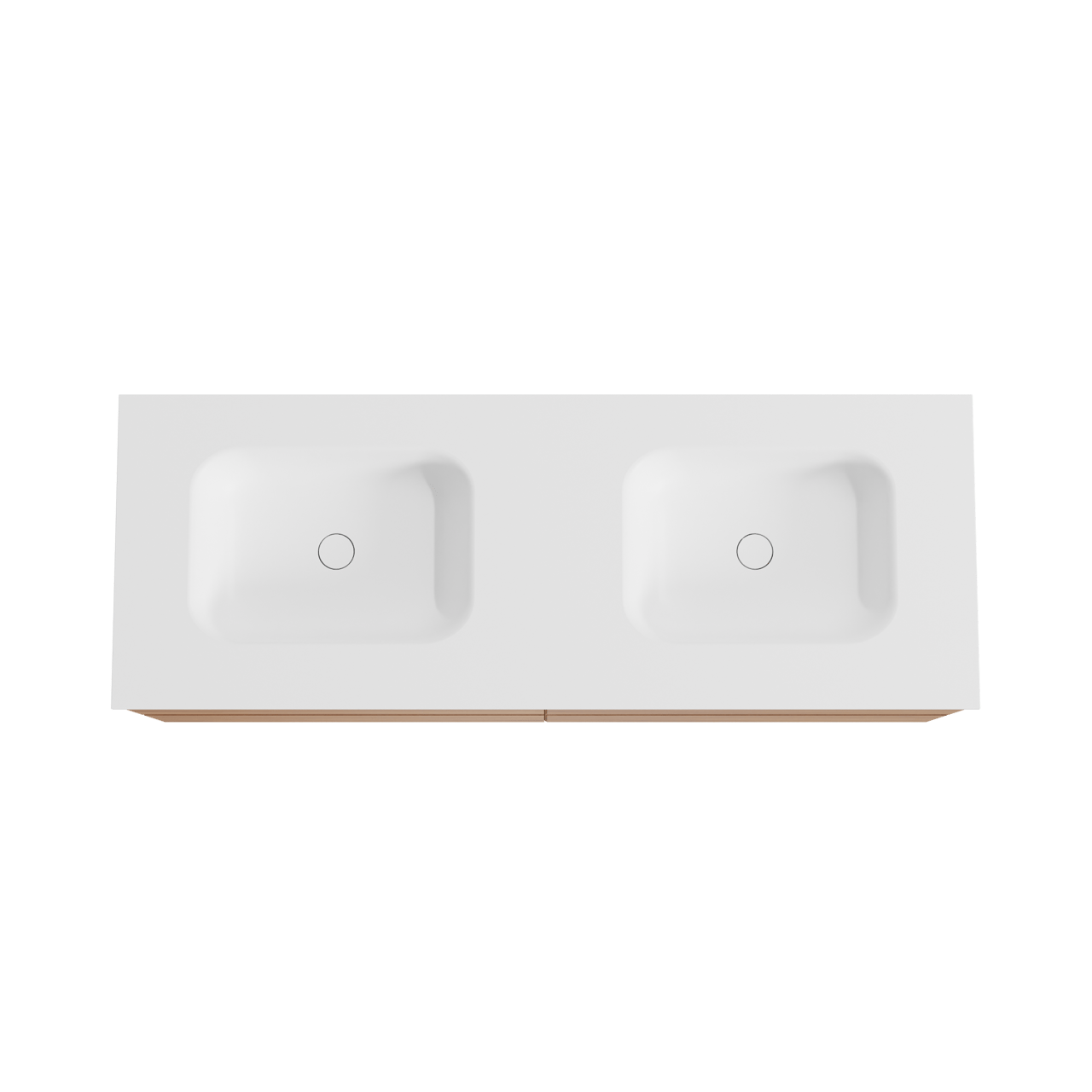 Balmani Mitra hängendes Möbelstück Set: 150 x 55 cm, Teak, mit Tablo Arcato Doppelwaschtisch, Solid Surface Weiß matt
