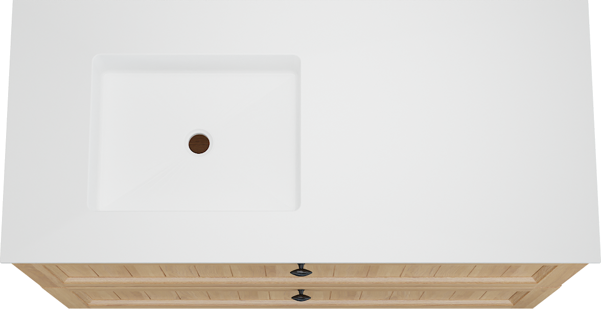 Balmani Lemon staand badkamermeubel 120 x 55 cm, fineer natuur eik met Tablo Stretto asymmetrisch linkse wastafel in mat wit