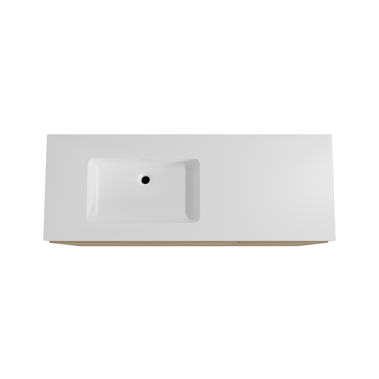 Storke Edge meuble salle de bains à poser 140 x 52 cm chêne brut avec Mata High vasque asymétrique gauche en solid surface blanc mat