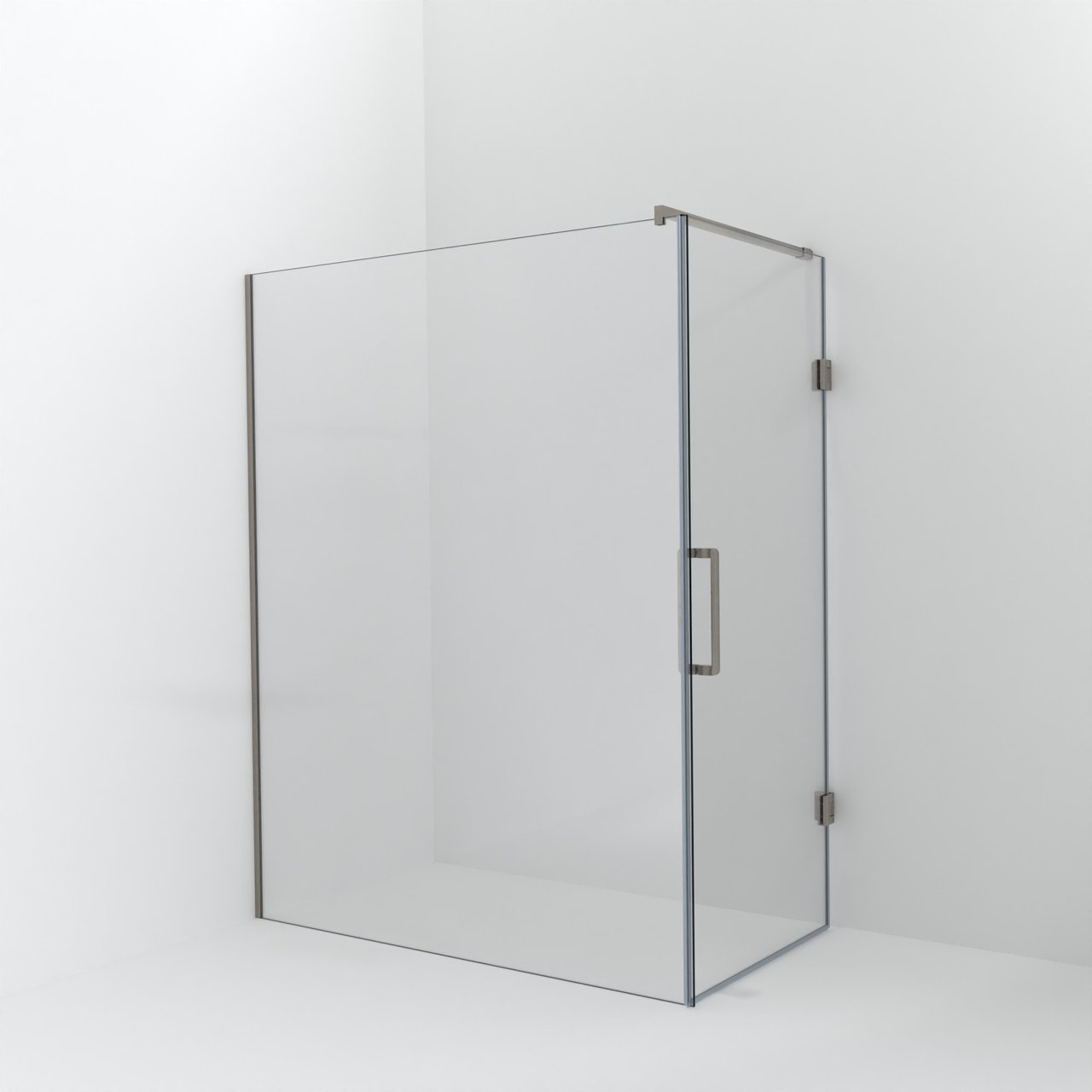 Balmani Modular inloopdouche met deur: 160 x 200 cm met deur 90 cm, Helder glas, Brushed CoolMetal profielen