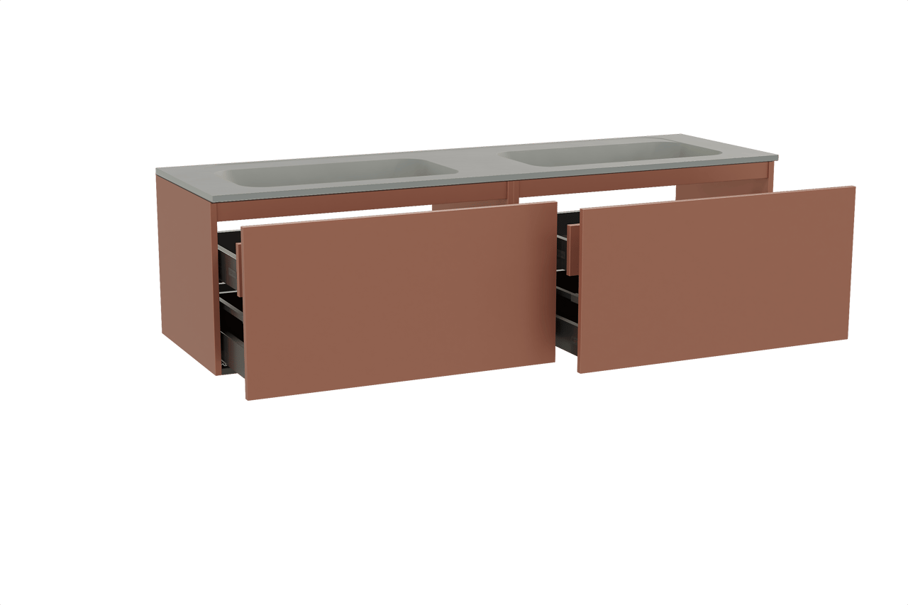 Balmani Sfera hängendes Möbelstück Set: 180 x 55 cm, Cotto, mit Tablo Strada Doppelwaschtisch, Marmorkomposit Seidengrau