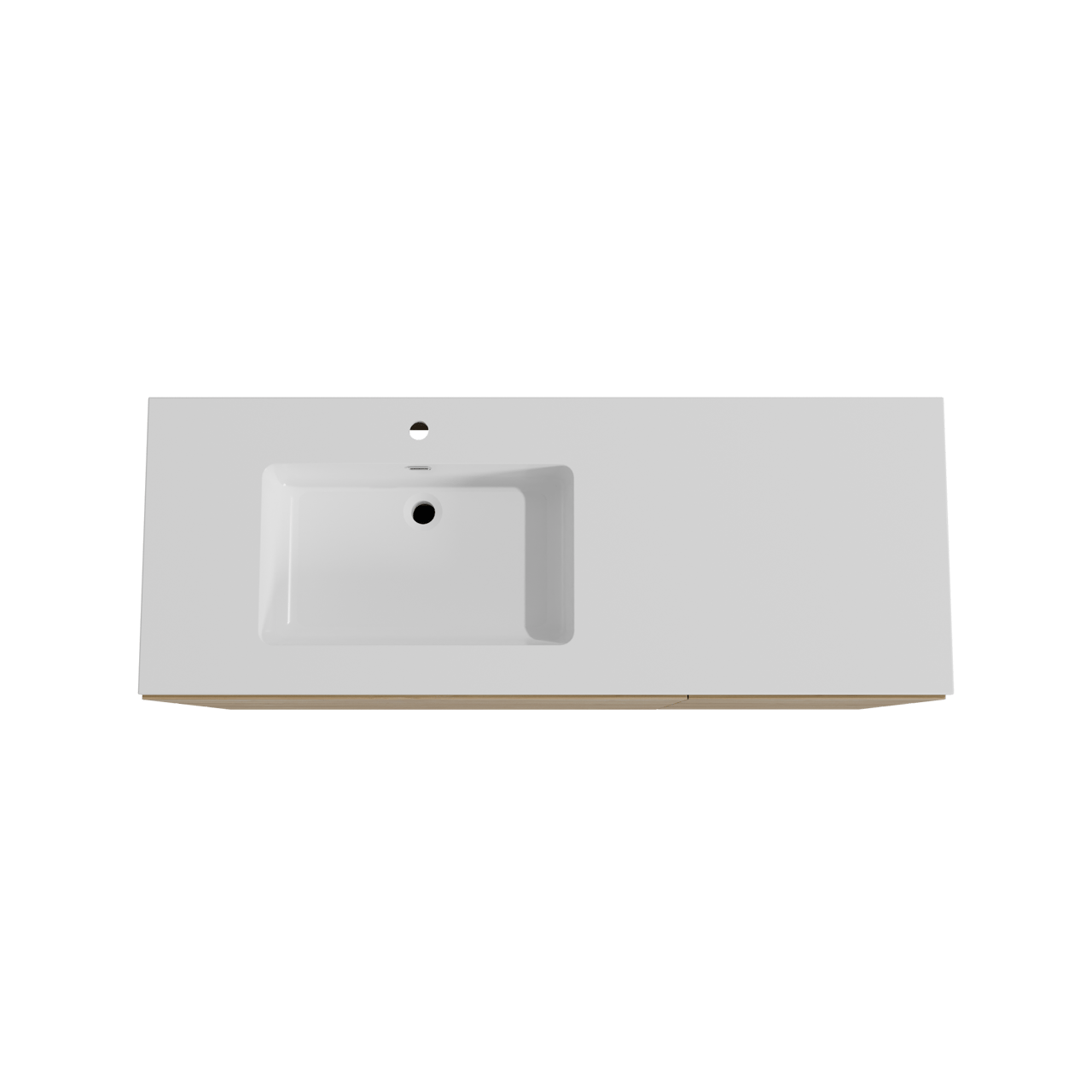 Storke Edge meuble salle de bains à poser 140 x 52 cm chêne brut avec Diva vasque asymétrique gauche en marbre composite blanc brillant