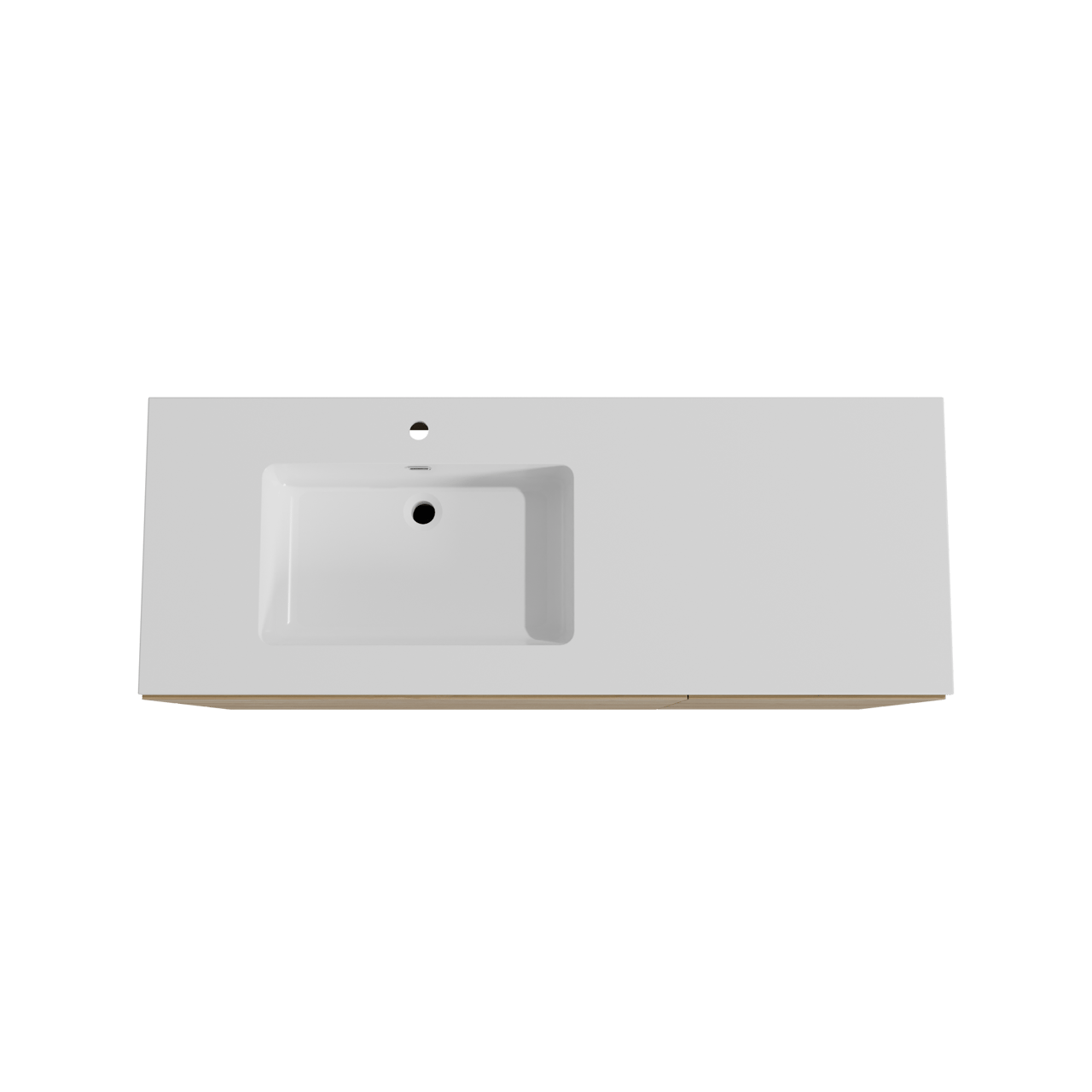 Storke Edge meuble salle de bains à poser 140 x 52 cm chêne brut avec Diva plan vasque asymétrique à gauche en marbre composite blanc brillant