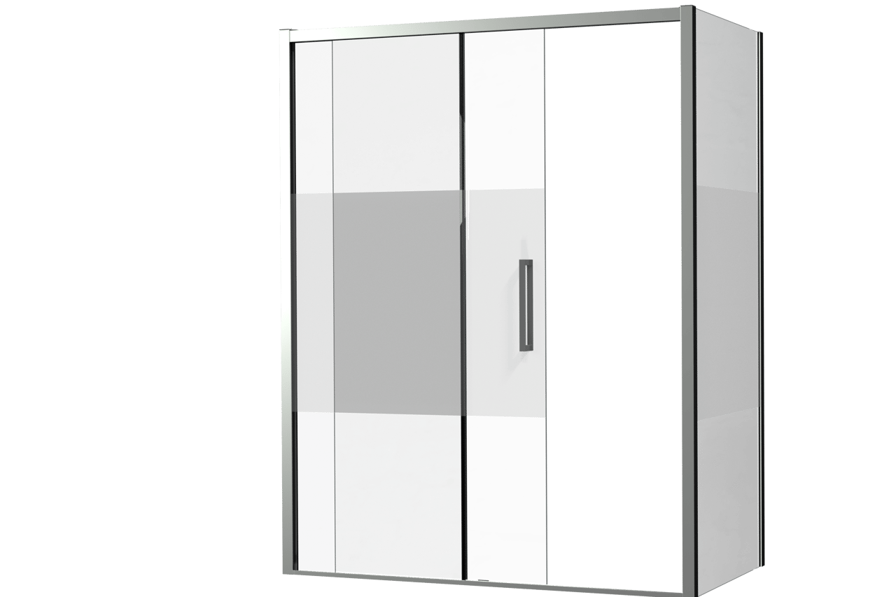 Luca Varess Senses douchecabine met linkse schuifdeur en vaste zijwand 160 x 90 cm Helder glas met matte strook glans chroom profiel