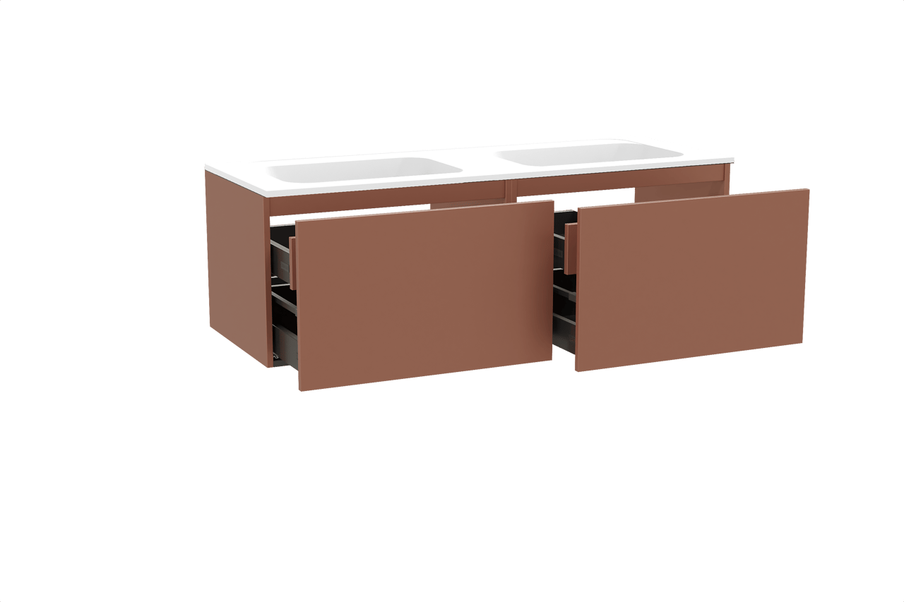 Balmani Sfera meuble salle de bains suspendu 150 x 55 cm cotto avec Tablo Strada double vasque en marbre composite blanc mat