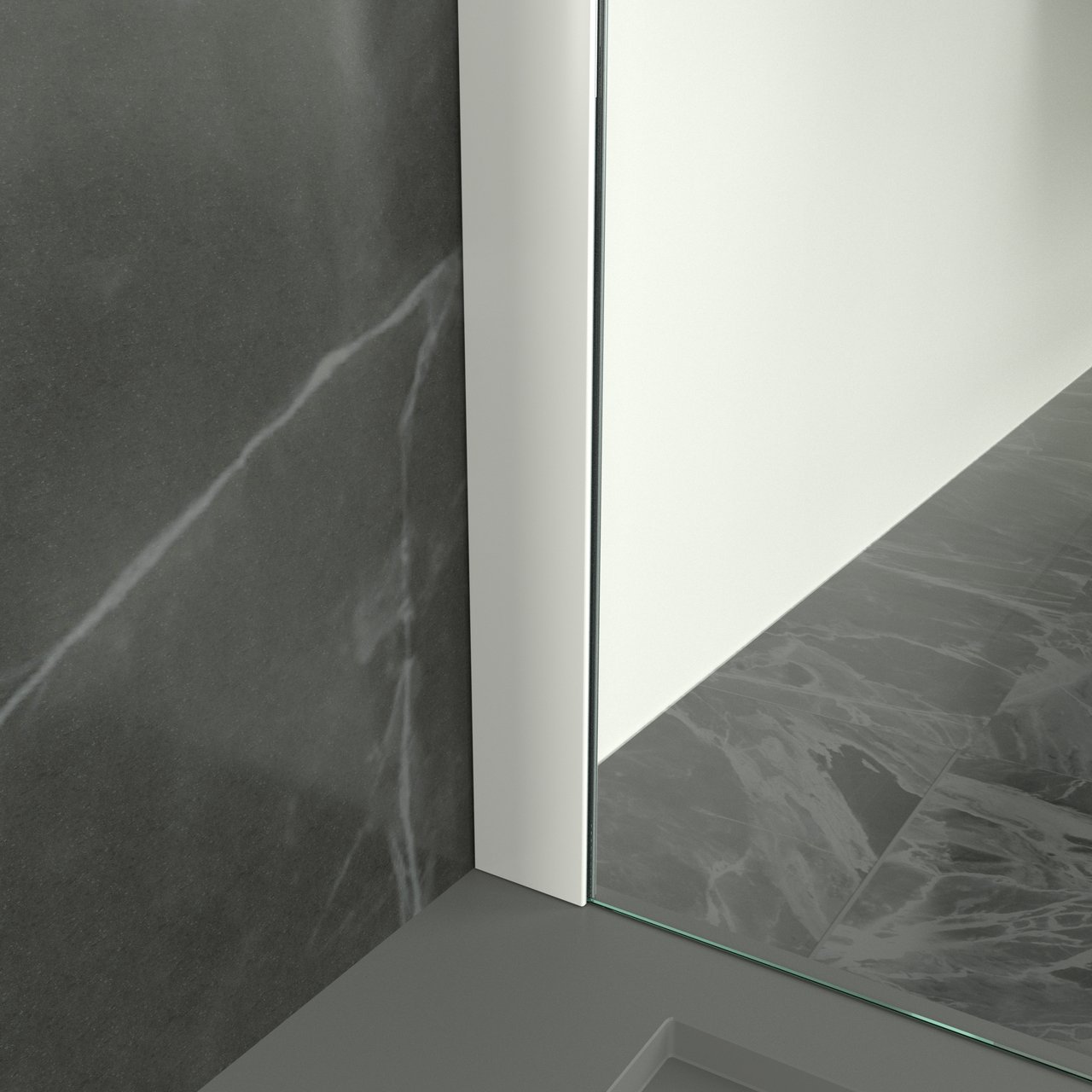 Balmani Modular inloopdouche 90 x 200 cm helder glas met matte strook mat wit profiel