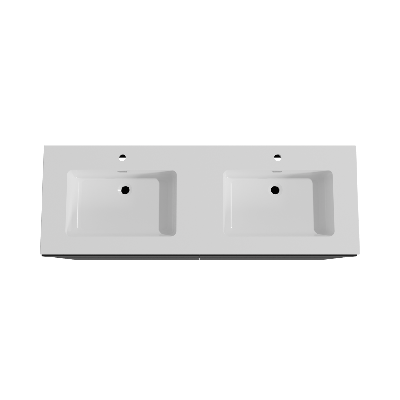 Storke Edge staand badmeubel 150 x 52 cm mat zwart met Diva dubbele wastafel in composietmarmer hoogglans wit