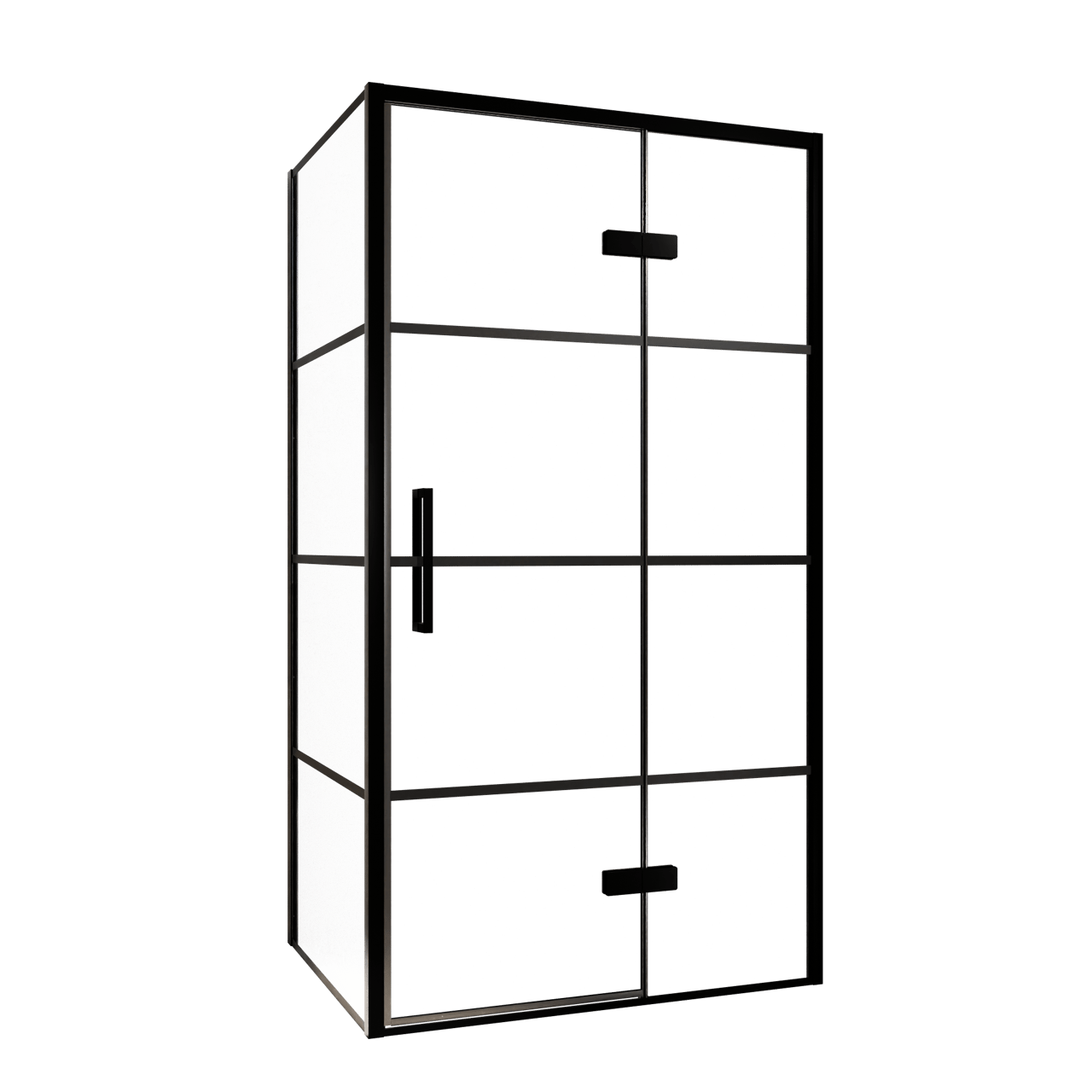 Balmani Senses Design douche d'angle avec porte pivotante à droite et paroi latérale fixe, 100 x 80 cm, Lined, Profil noir