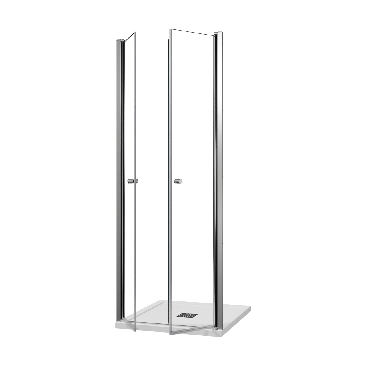 Luca Varess Kuresa porte battante 80 x 200 cm verre transparent profil chrome brillant