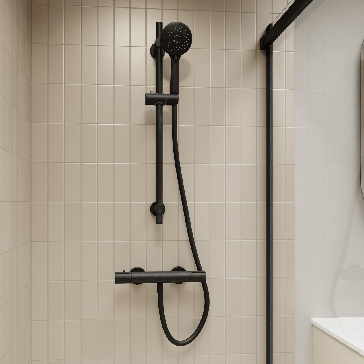 Blaufoss Bodan douchestang 70 cm met douchekop 11 cm 3 functies mat zwart