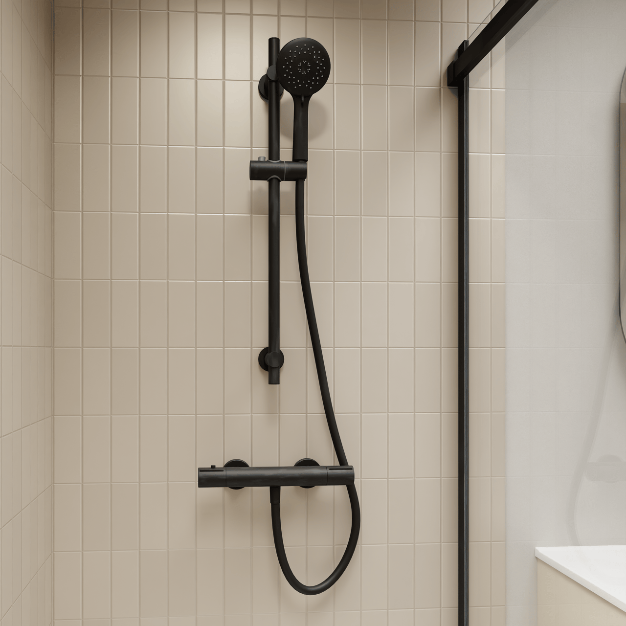 Blaufoss Bodan douchestang 70 cm met douchekop 11 cm 3 functies mat zwart