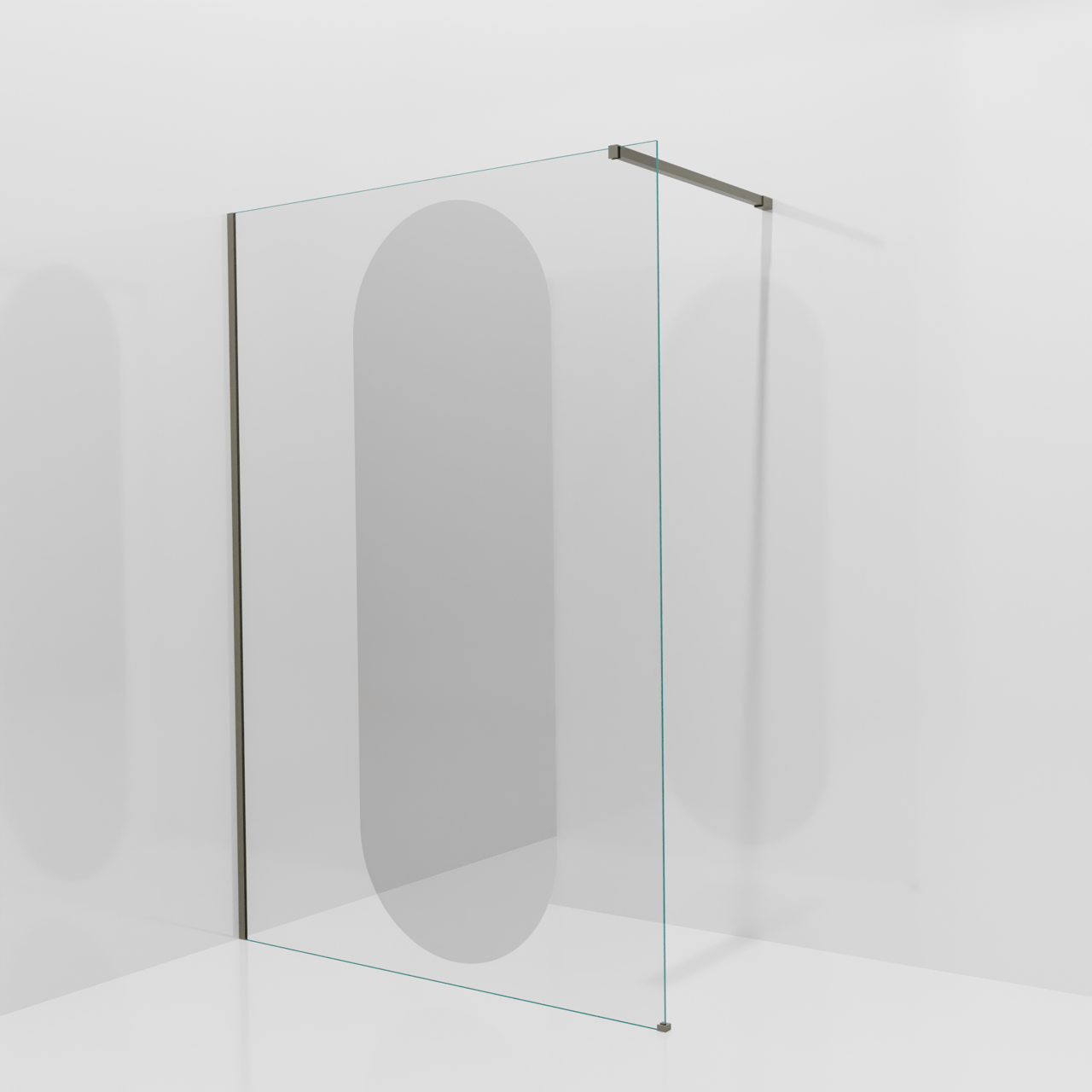 Balmani Modular douche à l'italienne: 140 x 200 cm, Miroir reflex ovale, Profil Gris pierre