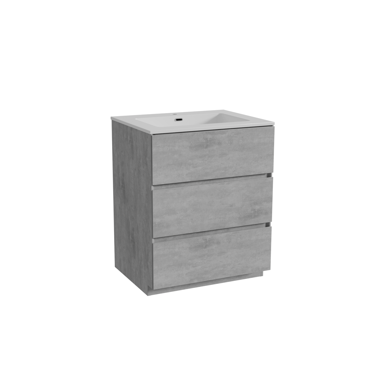 Storke Edge staand badkamermeubel 65 x 52 cm beton donkergrijs met Diva enkele wastafel in composietmarmer glanzend wit