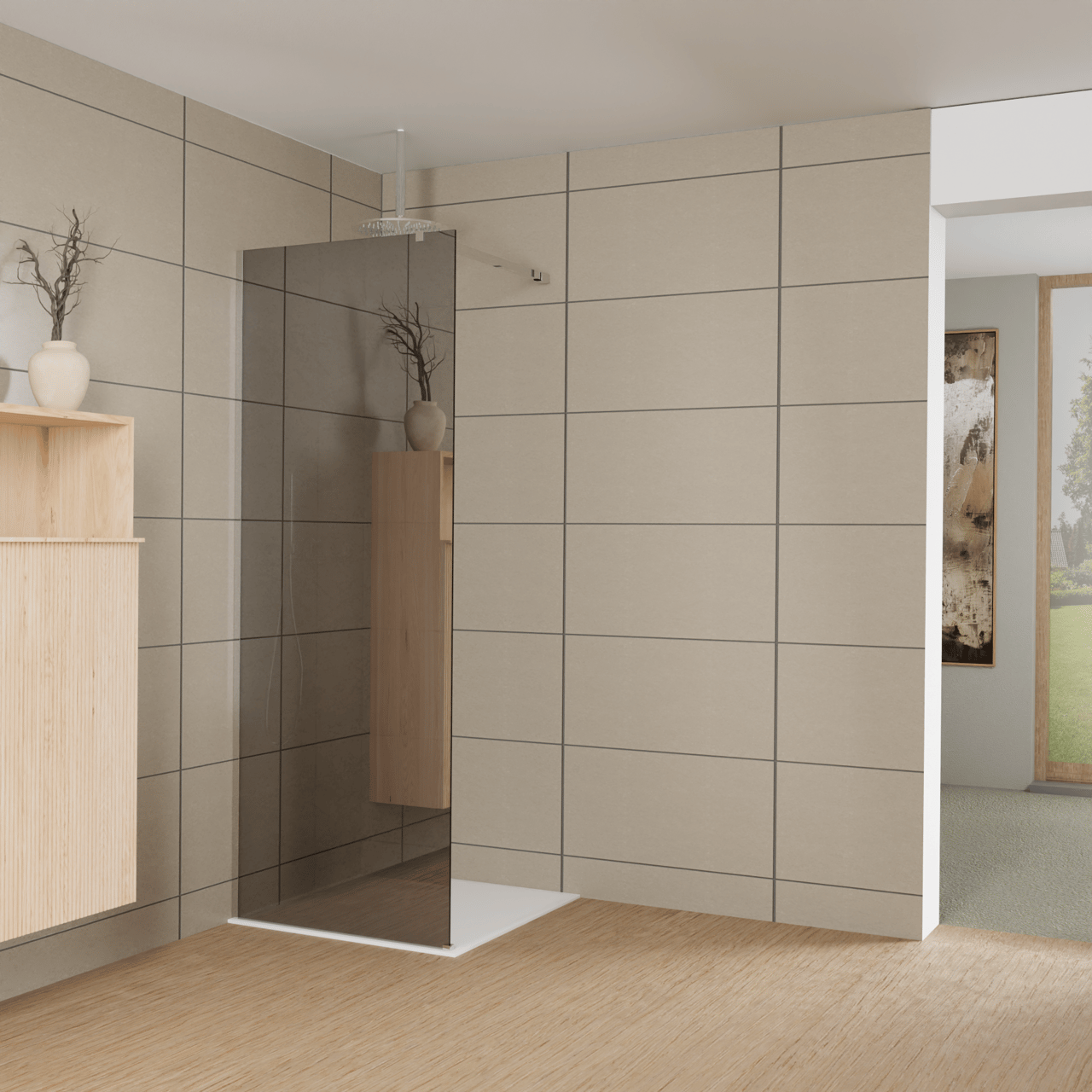 Balmani Modular Walk-In Dusche: 80 x 200 cm, Reflex-Spiegelglas, Profil Chrom glänzend