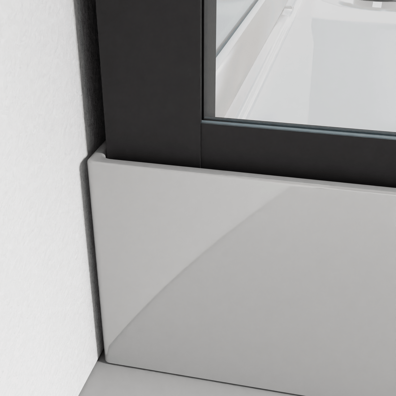 Luca Varess Talan Duschkabine: Schiebetür, 90 x 90 cm, Klarglas, Schwarzes Profil, matt