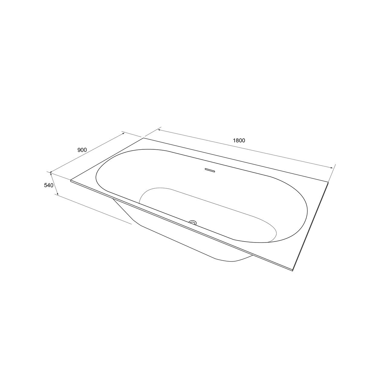 Balmani Rallanta Cresta 2-Personen-Einbaubadewanne: 180 x 90 cm, Solid Surface, Weiß matt