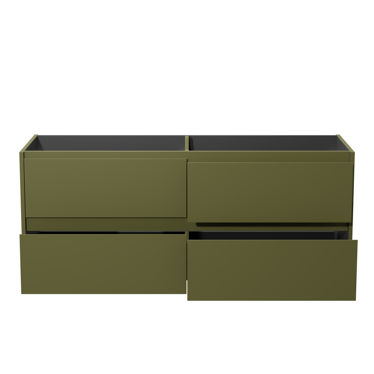 Storke Seda hängender Waschbeckenunterschrank: 150 x 52 cm, Olivgrün, 4 Schubladen