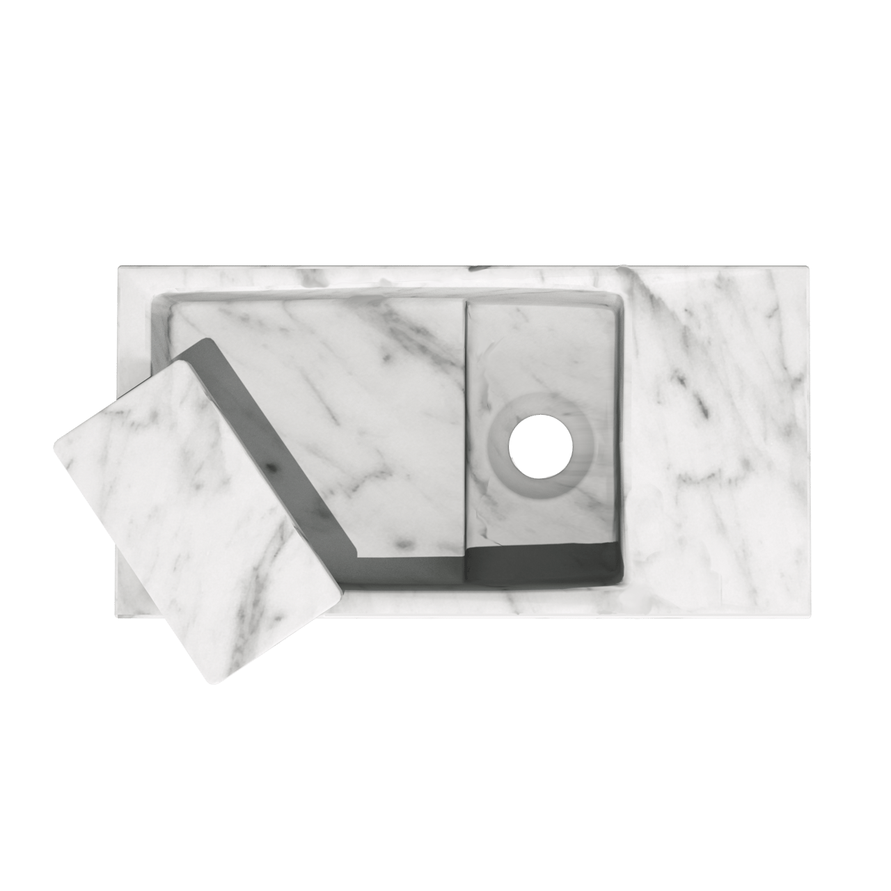 Balmani Mood Handwaschbecken: Carrara-Marmor, 36 x 18 cm