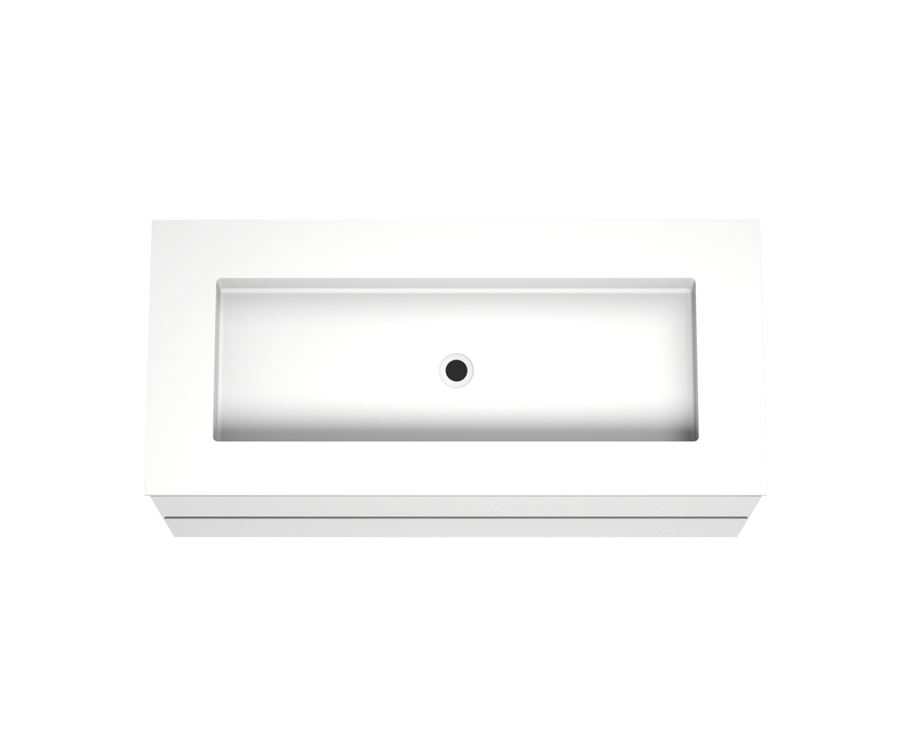 Balmani Mitra zwevend badkamermeubel 120 x 55 cm mat wit met Tablo Stretto enkele wastafel voor 2 kraangaten in solid surface mat wit