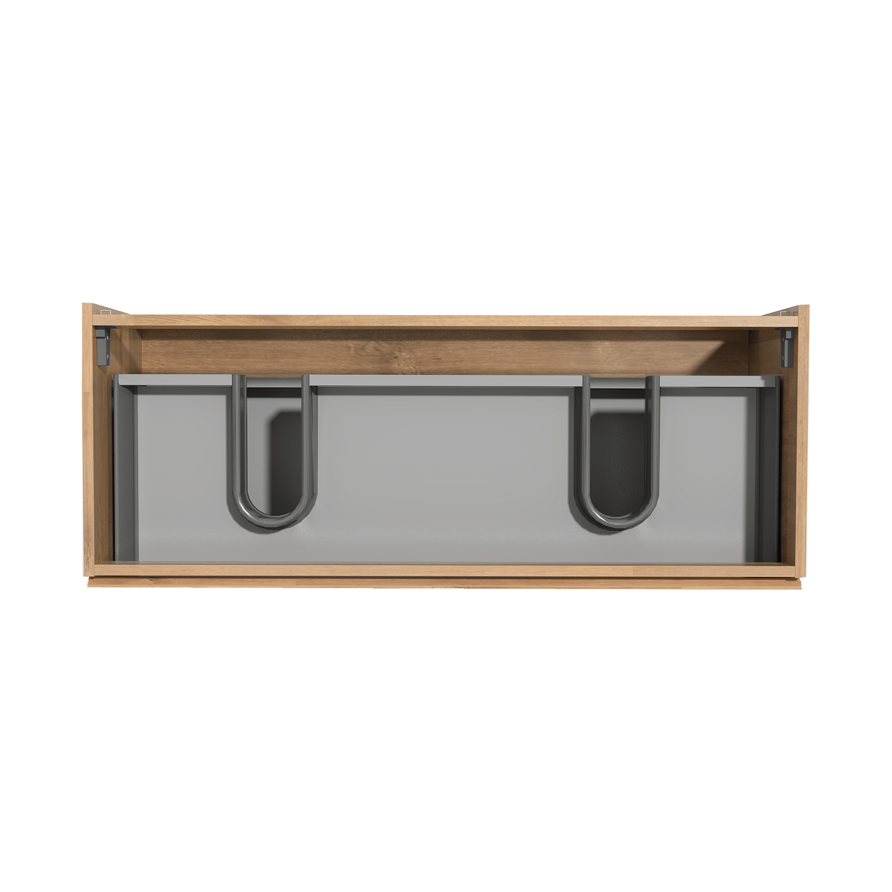 Storke Delta meuble sous-lavabo suspendu 120 x 48 cm chêne naturel 2 tiroirs 2 découpés de siphon