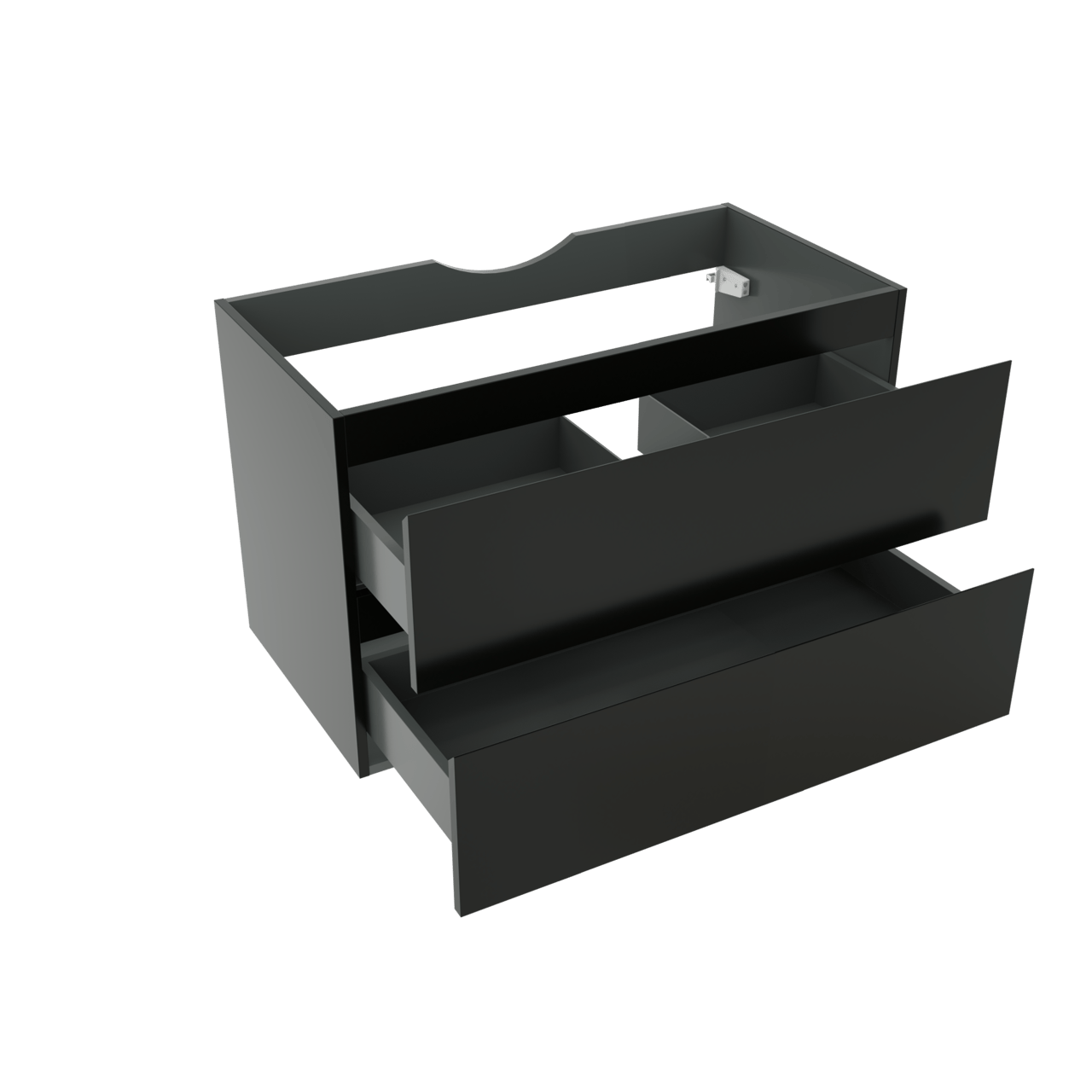 Linie Lado meuble sous-vasque suspendu 90 x 46 cm Noir Mat 2 tiroirs