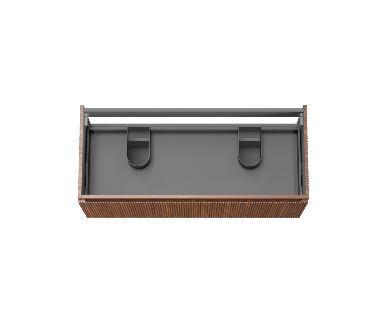 Storke Ribs hängender Waschbeckenunterschrank: 120 x 52 cm, Nussbaum, 2 Schubladen