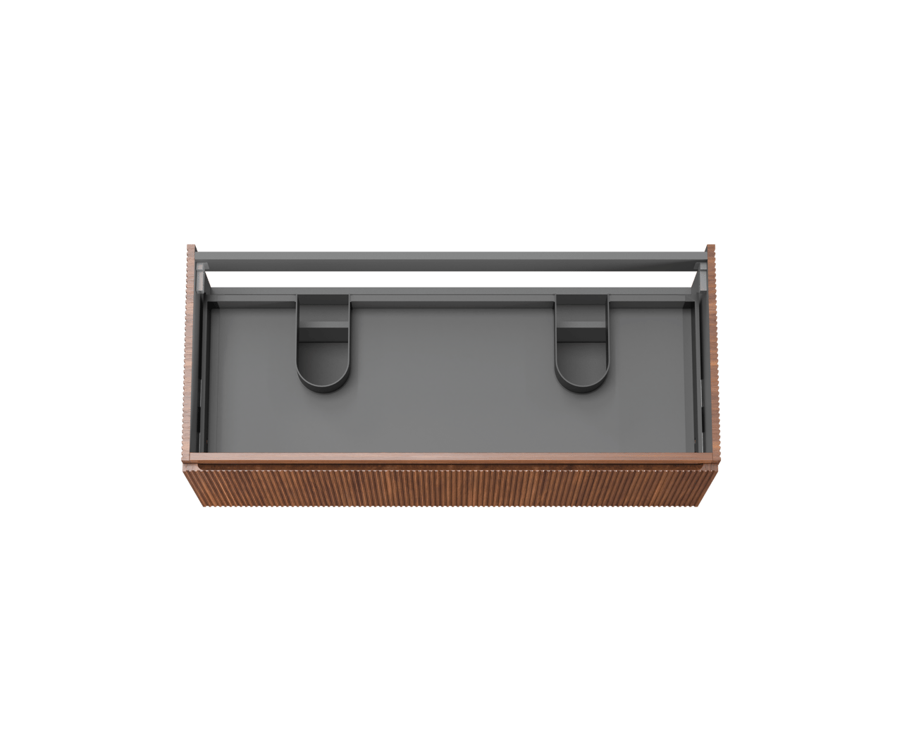 Storke Ribs hängender Waschbeckenunterschrank: 120 x 52 cm, Nussbaum, 2 Schubladen