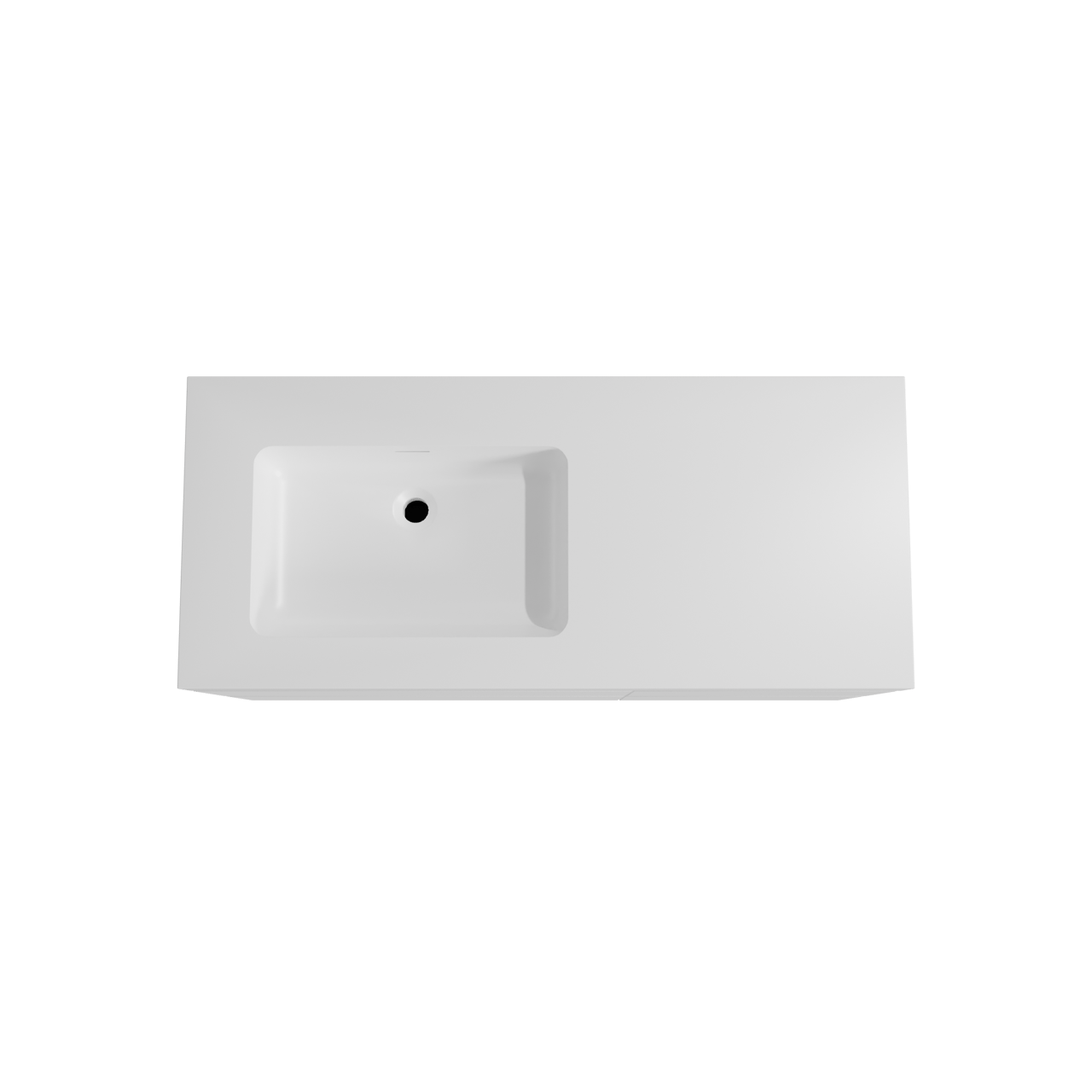 Storke Edge hängendes Möbelstück Set: 120 x 52 cm, Weiß matt, mit Mata High Waschtisch links, Solid Surface Weiß matt