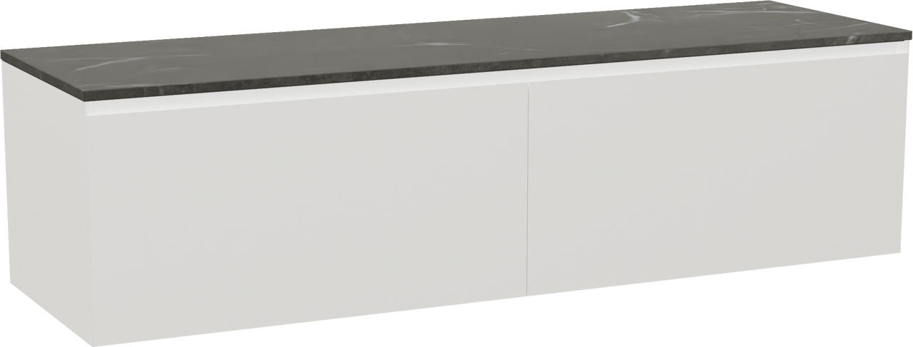 Balmani Idra meuble salle de bains suspendu 180 x 55 cm blanc mat avec Stretto tablette simple ou double en marbre pietra grey