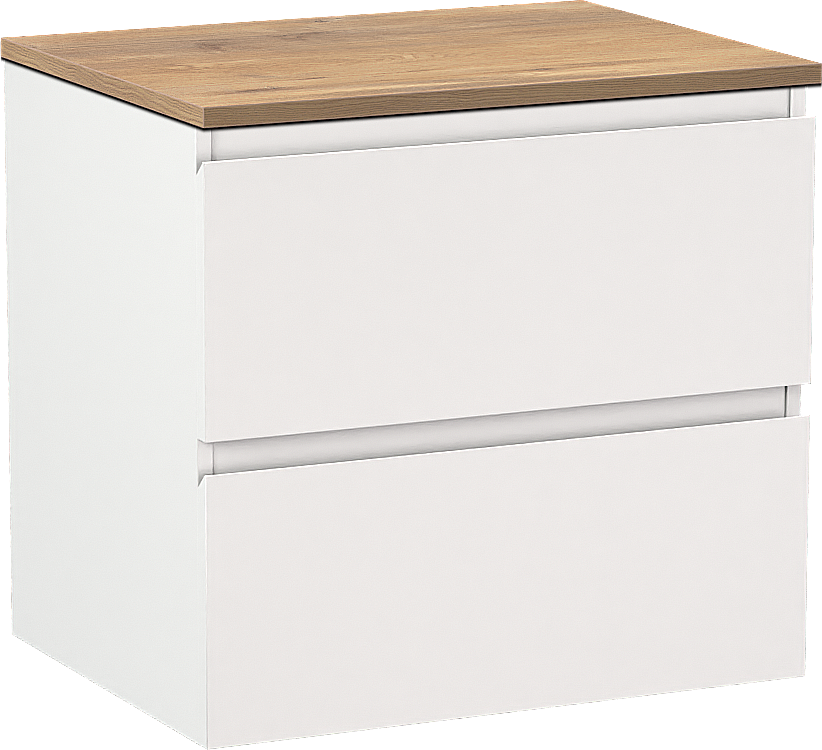 Linie Lado meuble salle de bains suspendu 60 x 46 cm blanc mat avec Lado tablette simple en mélaminé chêne naturel