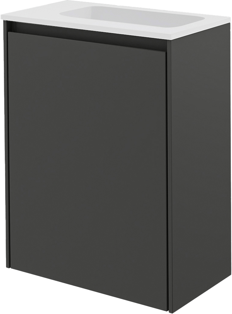 Storke Edge meuble wc suspendu 40 x 22 cm noir mat avec Fina lavabo en Solid Surface mat