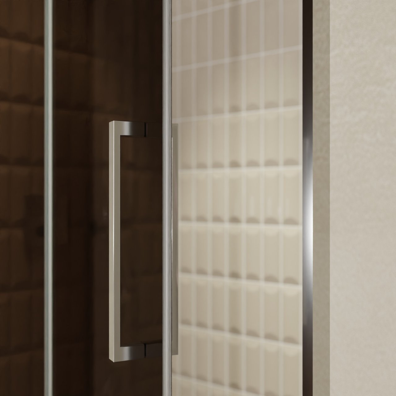 Balmani Senses Design porte pivotante à gauche 140 cm x 210 cm verre Bronze, Profil chrome