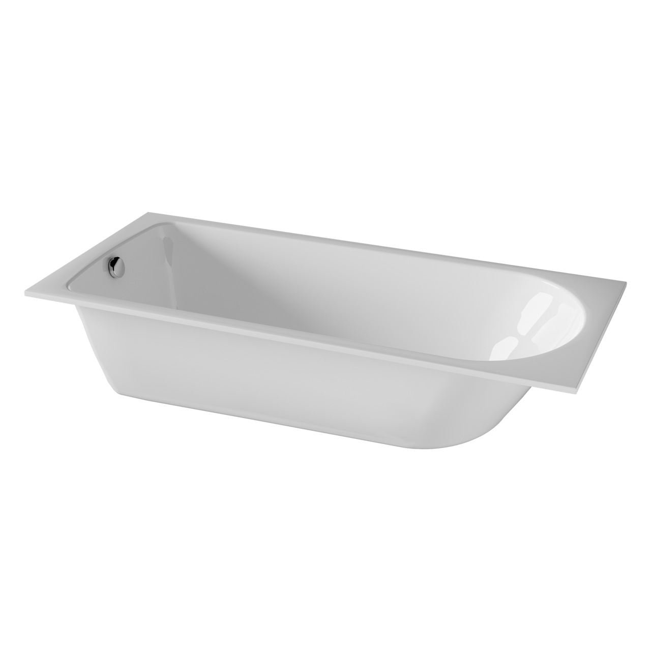 Luca Varess Snello eenpersoons inbouwbad 180 x 80 cm acryl glanzend wit